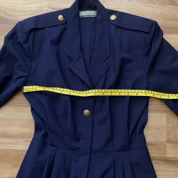 Alexander Julian Women’s Medium Jumpsuit Navy Blue Military Style 80’s Vintage - Picture 2 of 13